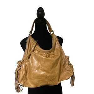 Cettu Tan Fringe 100% Leather Hobo Shoulder Bag - Great Condition
